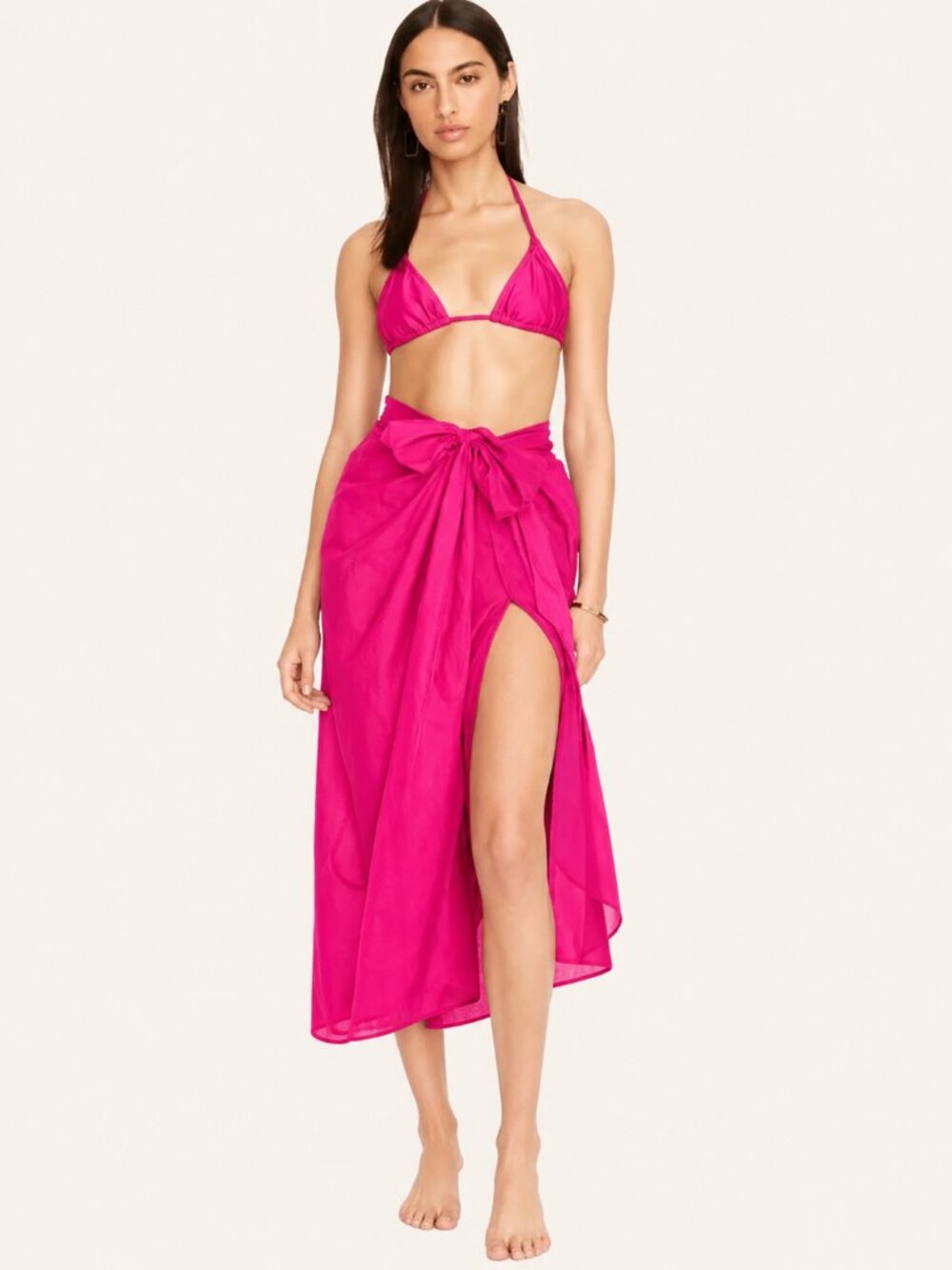 J.Crew Beach Sarong Convertible Swim Cover-Up Fuchsia Pink Small Cotton